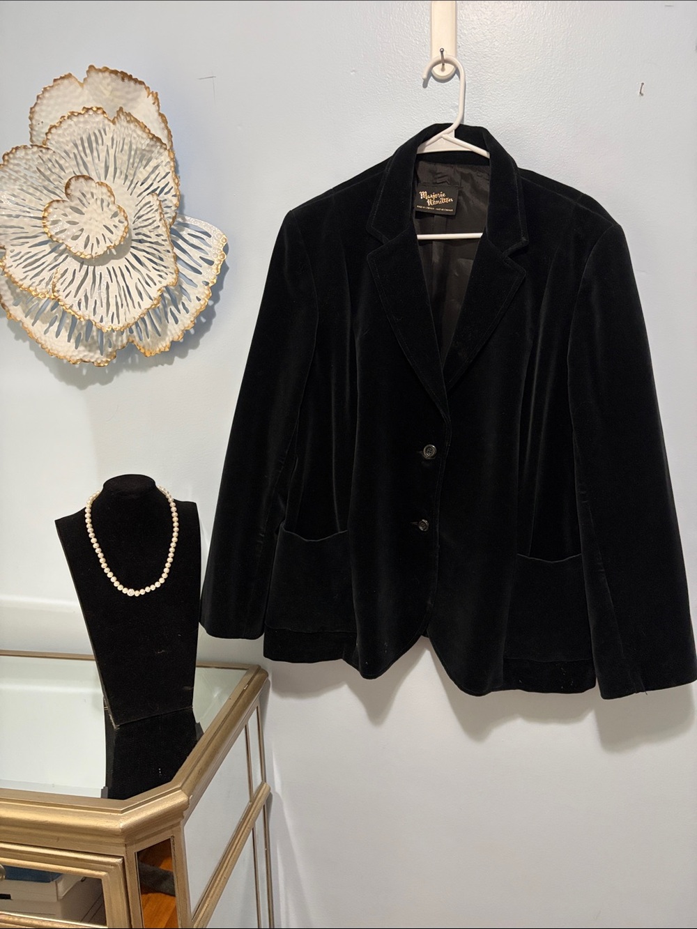 Vintage Marjorie Hamilton Velvet Tailored Blazer - Black